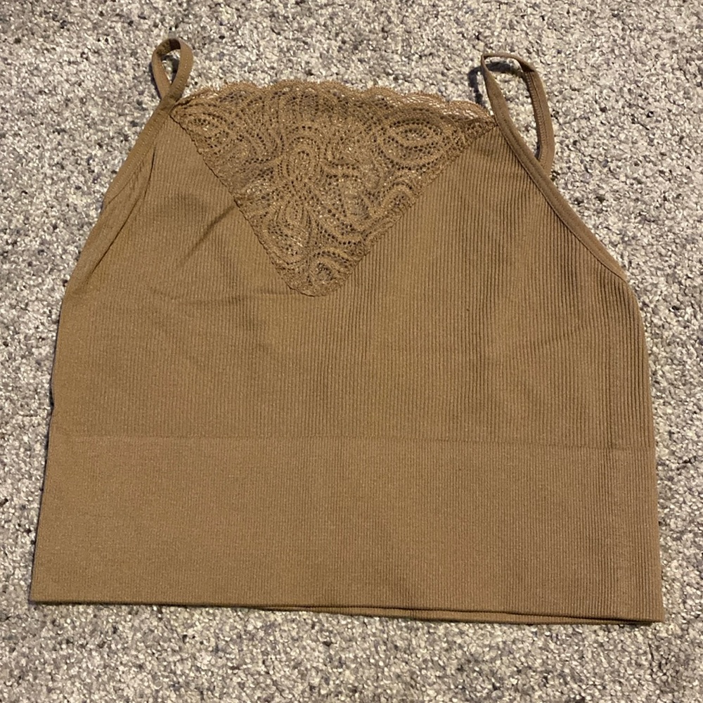 Stretchy tank with mesh v neck!